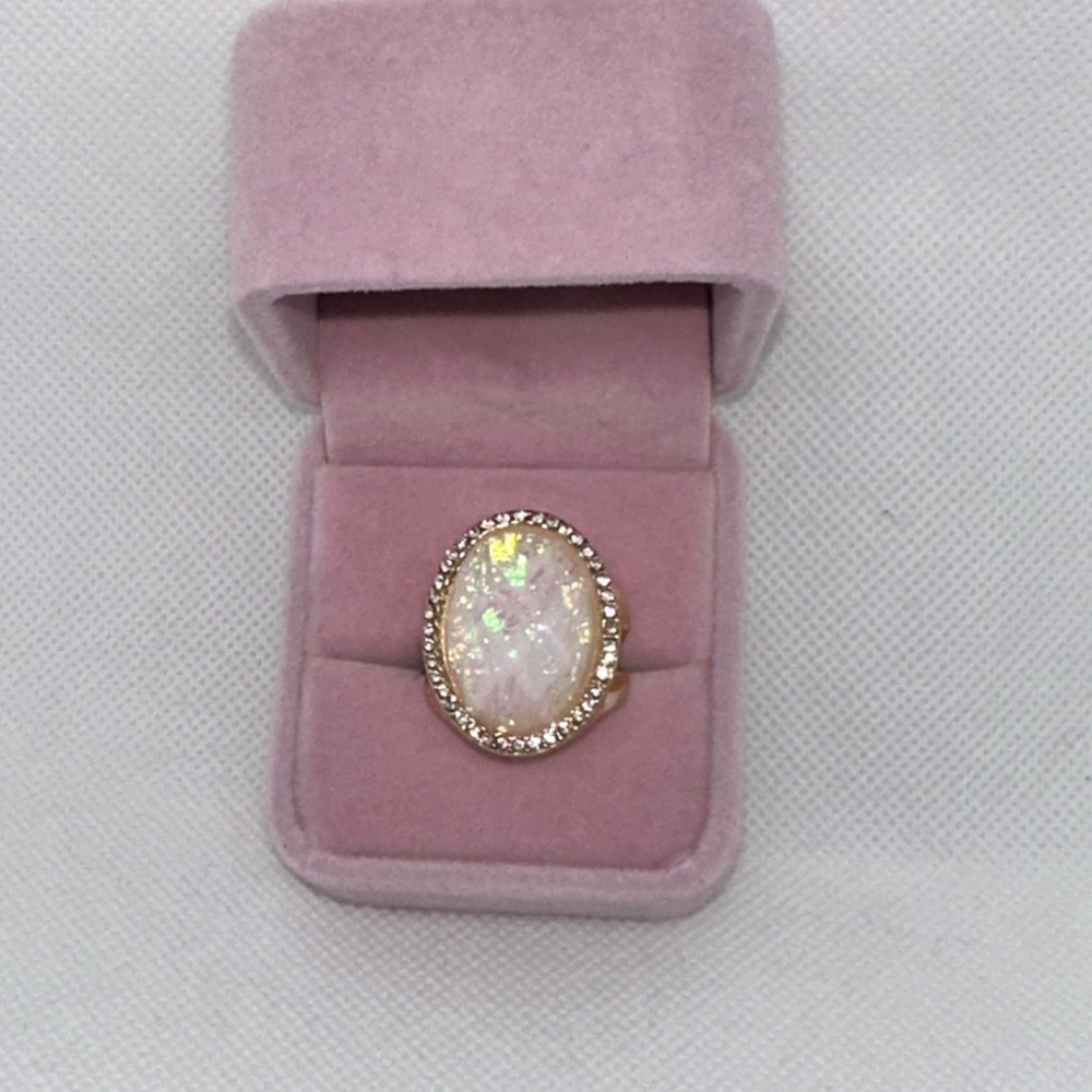 Imitation Opal Ring – Pink & Green Fire | Vintage-Inspired Oval Setting